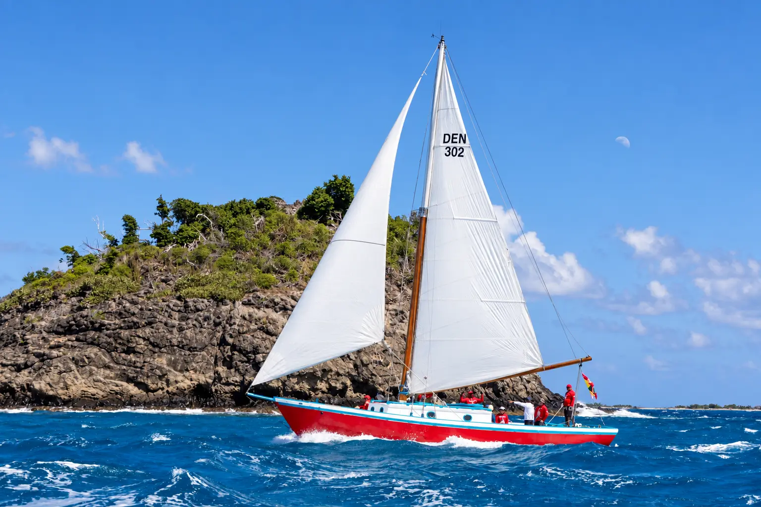 Traditional sloop under sail